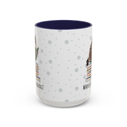 Whooo Loves Reading Owl Teacher Mug – Two-Tone Librarian & Book Lover Cup