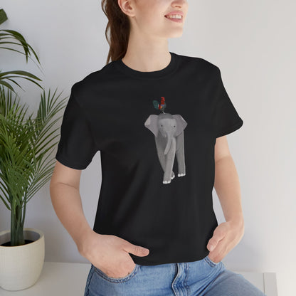 Elephant with Rooster Bird Birding & Birdwatching T-Shirt