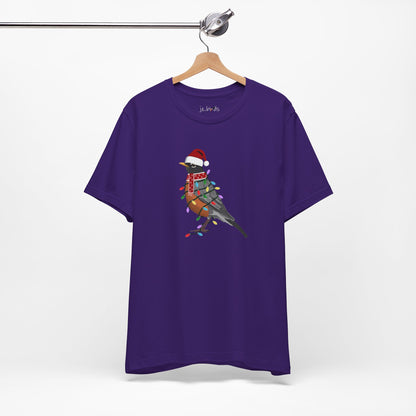 Robin with Fairy Lights Christmas Bird T-Shirt