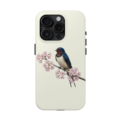 Barn Swallow & Cherry Blossom Tough iPhone Case Creamy White