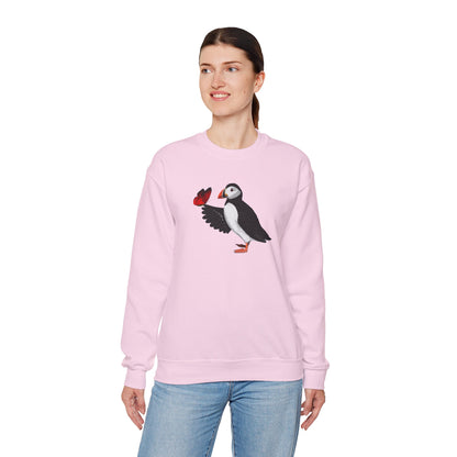 Puffin with Butterfly Bird Birding & Birdwatching Sweatshirt