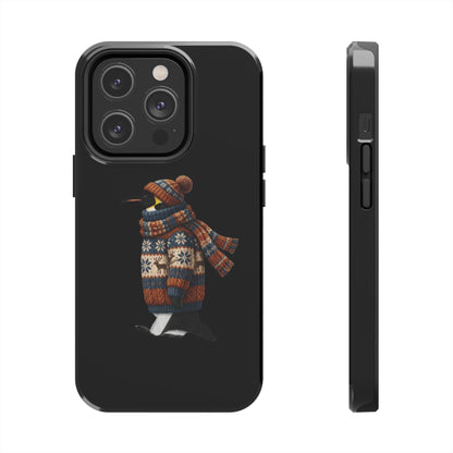 鳥のアートが描かれたペンギンの二層式iPhoneケース - 鳥類学者や鳥好きの方へのプレゼントに最適