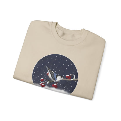 Nuthatch on a Winter Branch Christmas Bird Sweatshirt