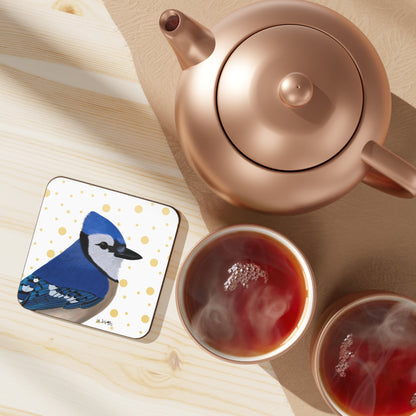 Blue Jay Bird Art Hardboard Coaster