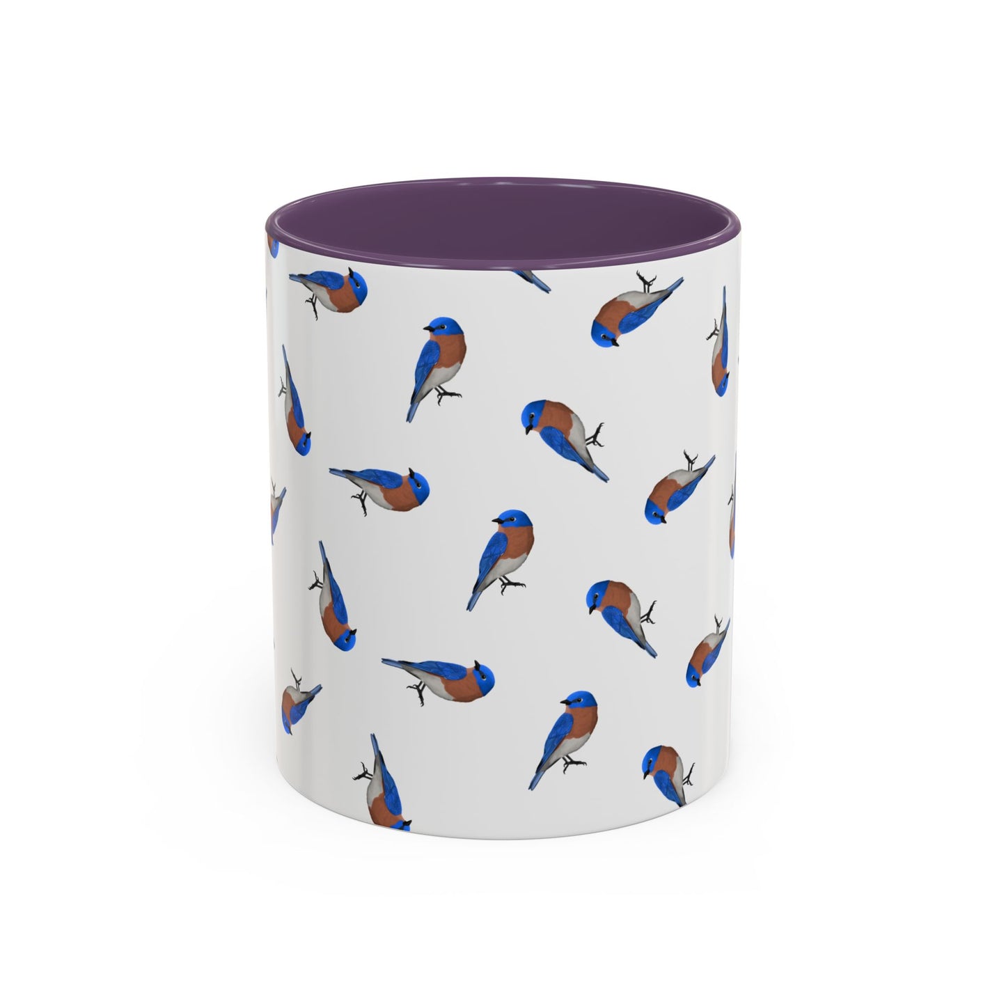 Bluebird All-Over Pattern Accent Mug | Colorful Bird Lover Gift for Birdwatchers