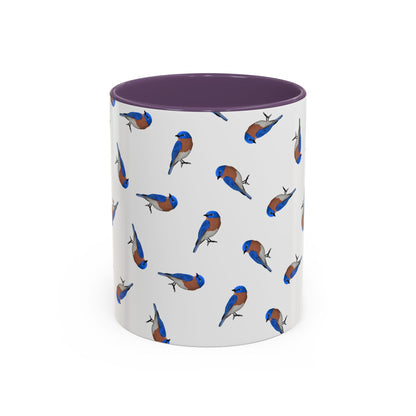 Bluebird All-Over Pattern Accent Mug | Colorful Bird Lover Gift for Birdwatchers