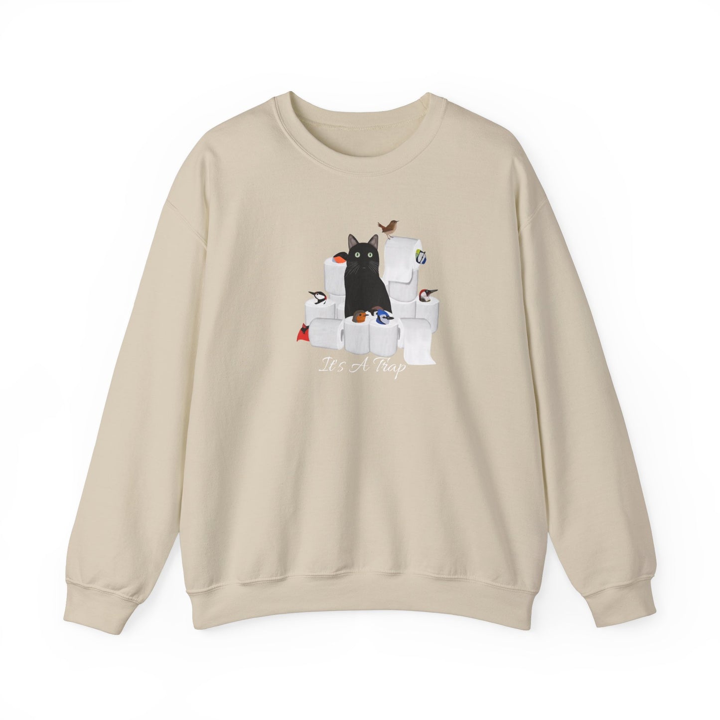 Black Cat with Birds and Toilet Paper Cat Lover Sweatshirt