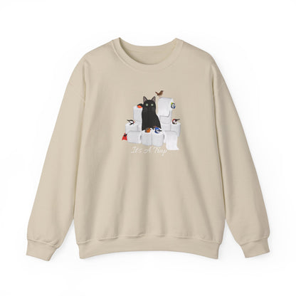 Black Cat with Birds and Toilet Paper Cat Lover Sweatshirt