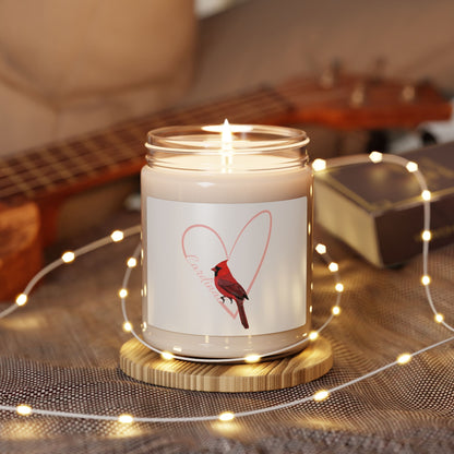 Cardinal Scented Soy Candle Bird with Heart 9oz