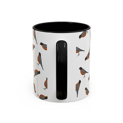 American Robin All-Over Pattern Accent Mug | Colorful Bird Lover Gift for Birdwatchers