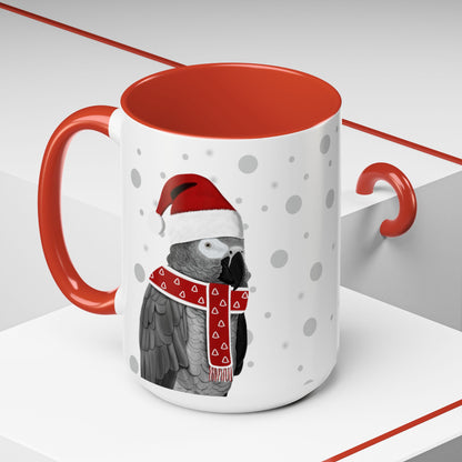 Grey Parrot Christmas Bird Coffee Mug