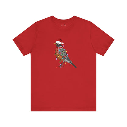 Robin with Fairy Lights Christmas Bird T-Shirt