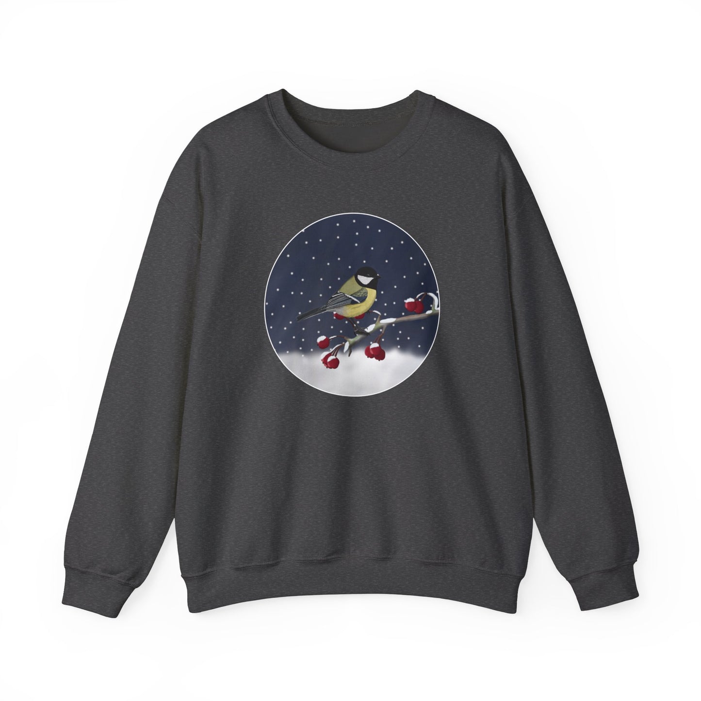 Chickadee on a Winter Branch Christmas Bird Sweatshirt