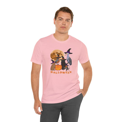 Robin Shoebill with Cat and Bunny Halloween Bird T-Shirt