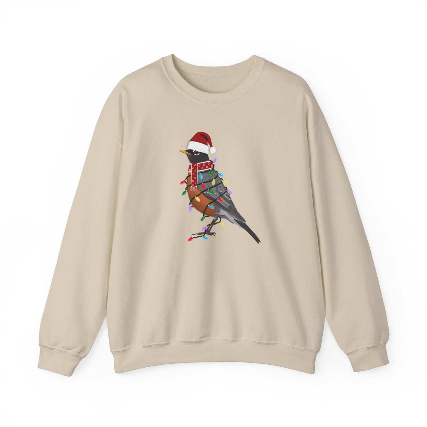 Robin with Fairy Lights Santa Claus Christmas Bird Sweatshirt