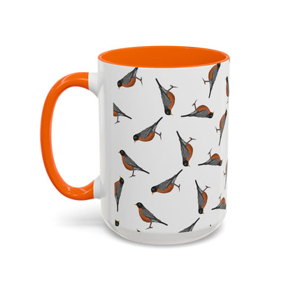 American Robin All-Over Pattern Accent Mug | Colorful Bird Lover Gift for Birdwatchers