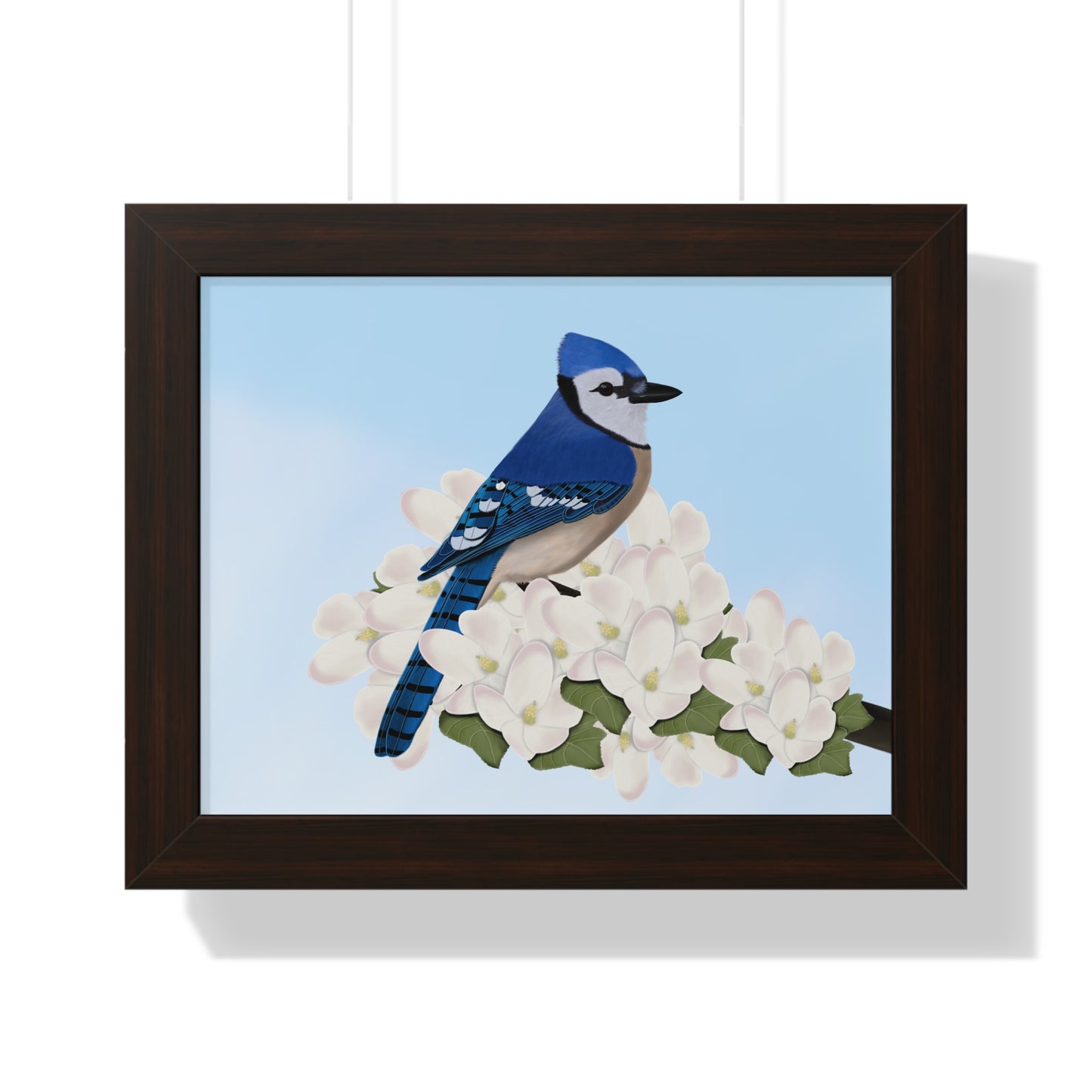 Blue Jay Spring Blossoms Bird Framed Poster