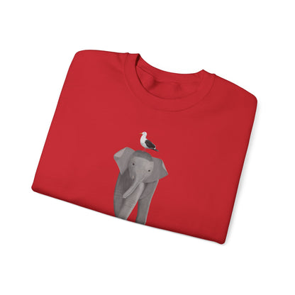 Elephant with Seagull Bird Birding & Birdwatching Sweatshirt