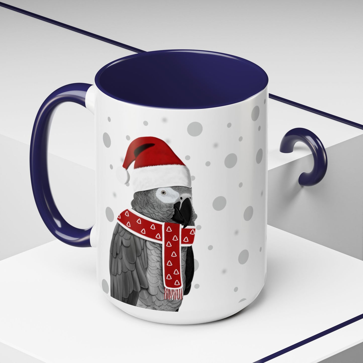 Grey Parrot Christmas Bird Coffee Mug