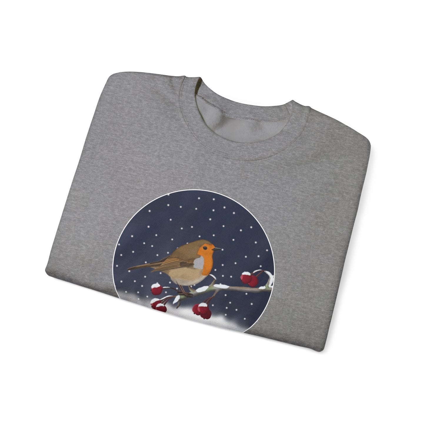 Robin on a Winter Branch Christmas Bird Sweatshirt