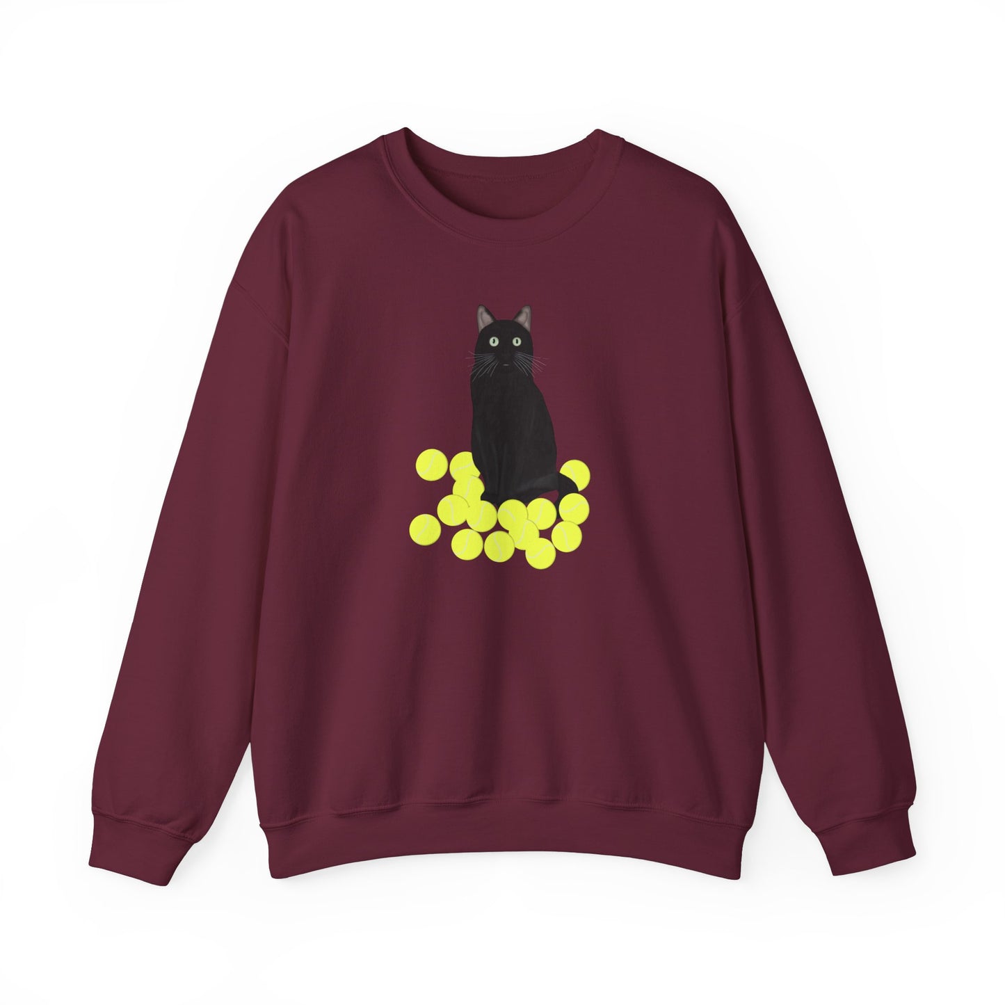 Black Cat with Tennis Balls Cat Lover Sweatshirt