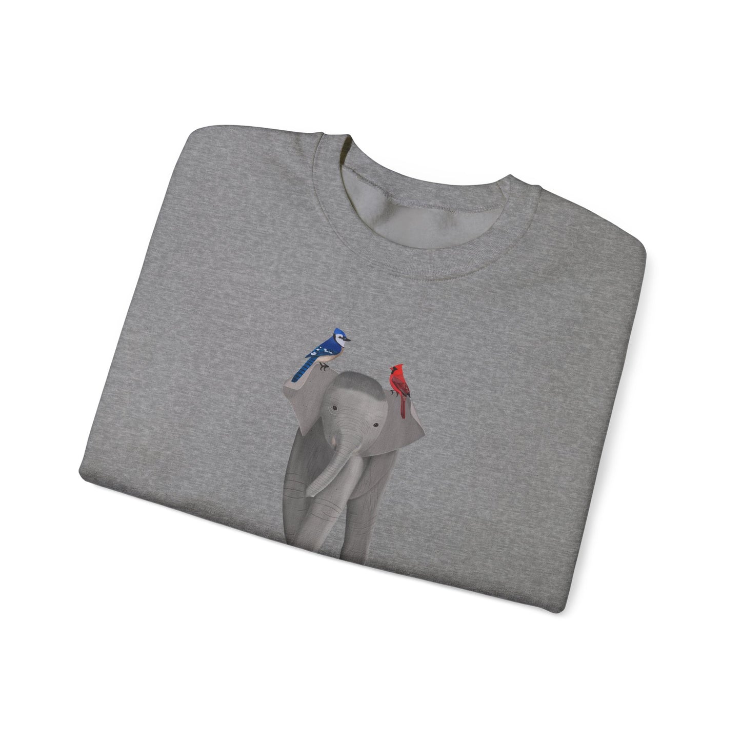 Elephant with Blue Jay Cardinal Birds Birding & Birdwatching Sweatshirt