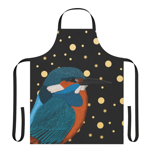 Kingfisher Golden Dots Birdlover Bird Art Apron Black