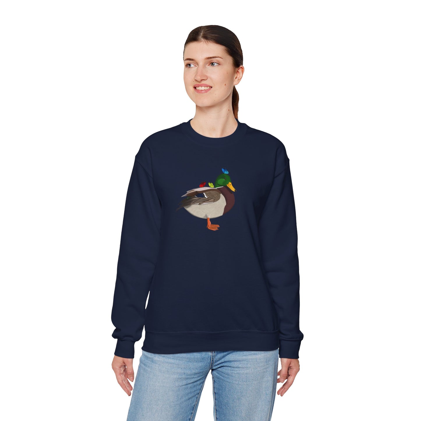 Mallard with Butterflies Bird Birding & Birdwatching Sweatshirt