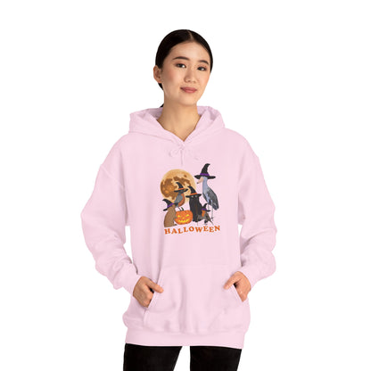 Robin Shoebill with Cat and Bunny Halloween Bird Hoodie