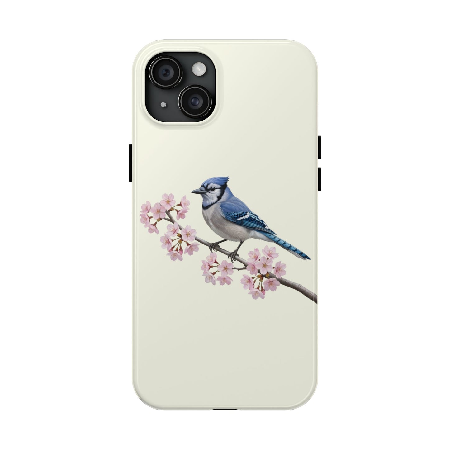 Blue Jay & Cherry Blossom Tough iPhone Case Creamy White