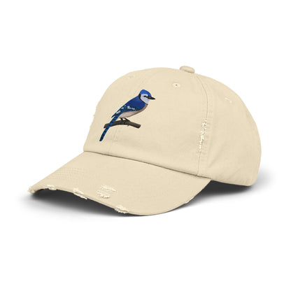 Blue Jay Bird Art Distressed Cap