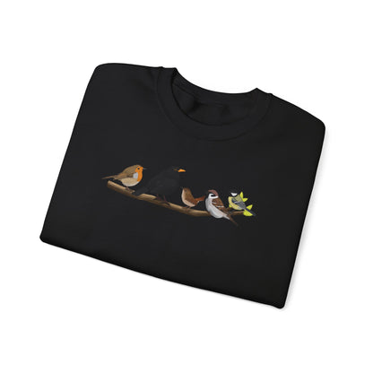 Vögel auf einem Ast Vogel Sweatshirt Amsel Rotkehlchen Kohlmeise Zaunkönig Spatz
