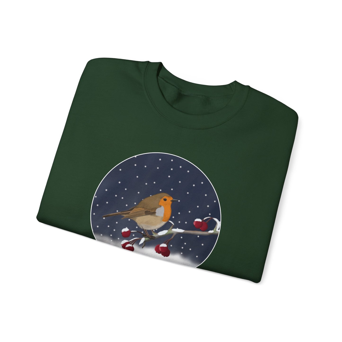 Robin on a Winter Branch Christmas Bird Sweatshirt