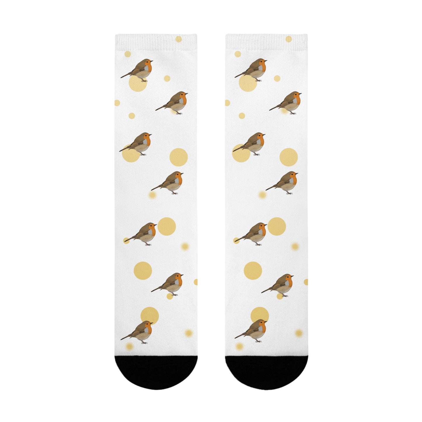 Rotkehlchen Vogel Socken mit Goldenen Punkten für Vogelfreunde & Vogelbeobachter Weiß – Accessories,