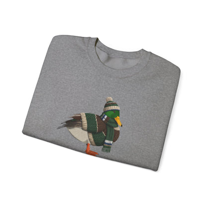 マガモの冬用スウェットシャツ | バードウォッチャークルーネック | 鳥好きの方へのユニセックスの鳴鳥ニットギフト