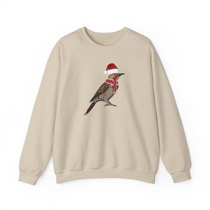 Northern Flicker with Christmas Hat Bird Birdwatcher Sweatshirt