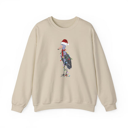 Shoebill with Fairy Lights Santa Claus Christmas Bird Sweatshirt