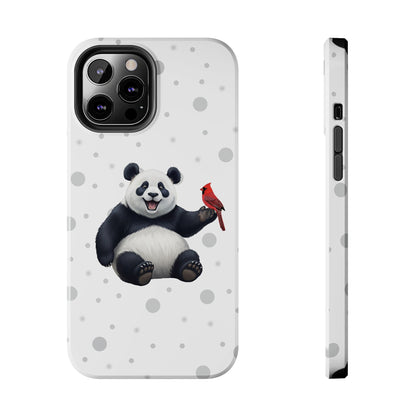 Cute Panda Bear with a Cardinal Animal iPhone Case - Dual-Layer PC/TPU Protective Cover for iPhone