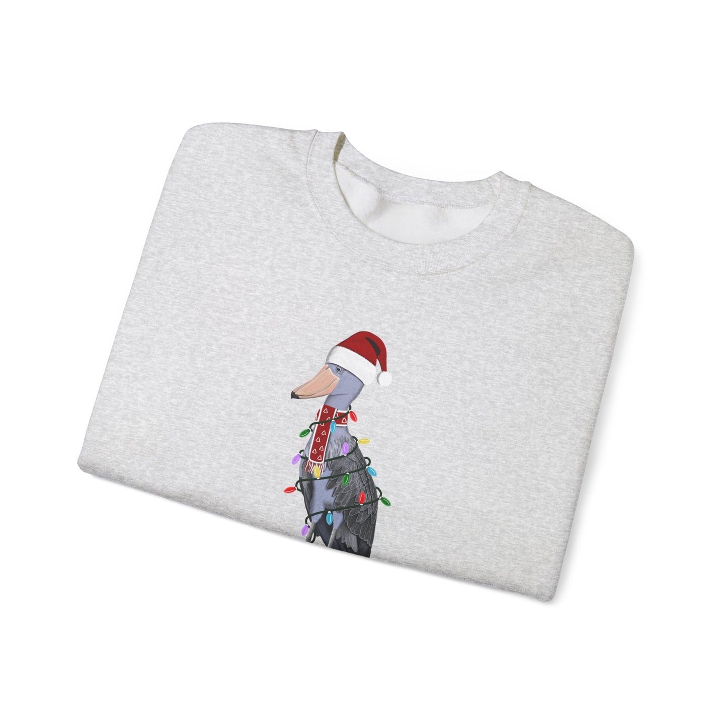 Shoebill with Fairy Lights Santa Claus Christmas Bird Sweatshirt