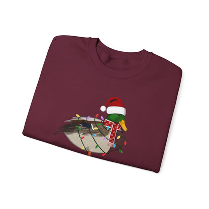 Mallard with Fairy Lights Santa Claus Christmas Bird Sweatshirt