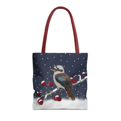 Kookaburra on a Winter Branch Christmas Bird Tote Bag 16"x16"