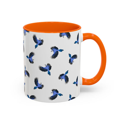 Blue Jay All-Over Pattern Accent Mug | Colorful Bird Lover Gift for Birdwatchers