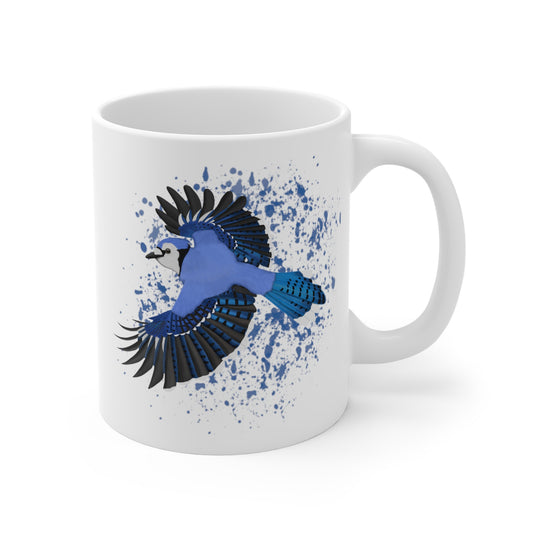 Blue Jay Birdwatcher Bird Ceramic Mug 11oz White