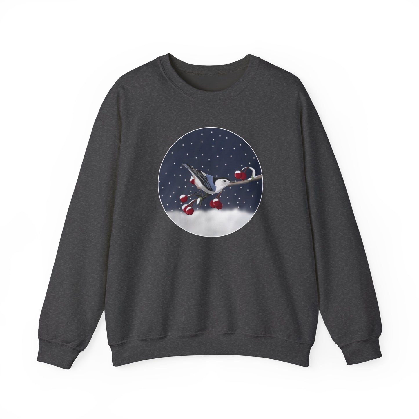 Nuthatch on a Winter Branch Christmas Bird Sweatshirt