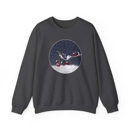 Nuthatch on a Winter Branch Christmas Bird Sweatshirt