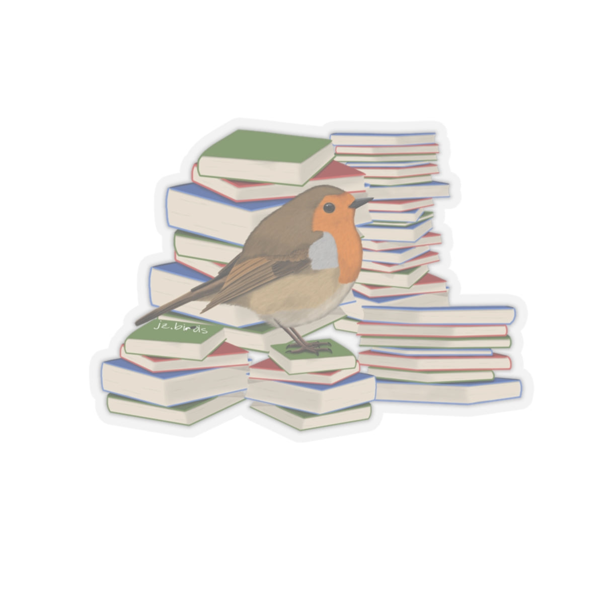 Robin Bird and Books Birdlover Bookworm Sticker