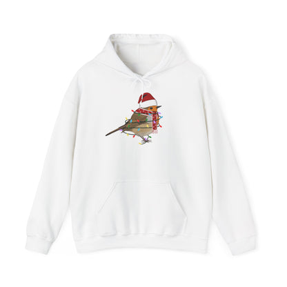 Rotkehlchen Weihnachts-Hoodie - Vogel als Weihnachtsmann mit Lichterkette Sweater