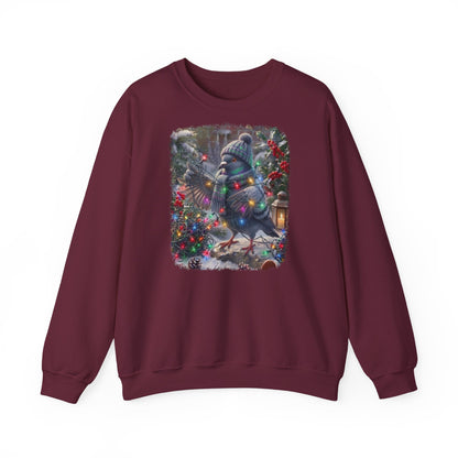 Premium Sweatshirt Taube und die Lichterkette im winterlichen Garten für Vogelfreunde