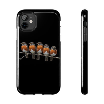 アメリカンロビン デュアルレイヤー iPhoneケース 枝にとまる鳥たち - 鳥類学者や鳥愛好家へのプレゼントに最適