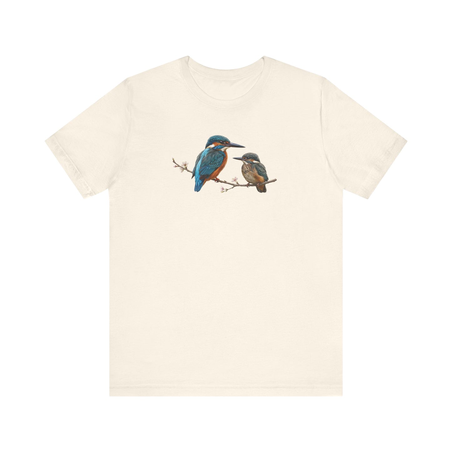 Kingfisher & Fledgling T-Shirt | Spring Blossoms Unisex Graphic Tee